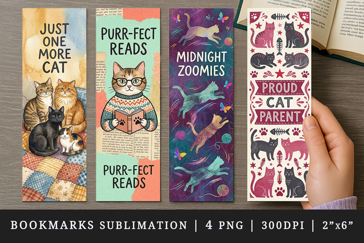 Cat lover bookmarks printable sublimation bookmark design