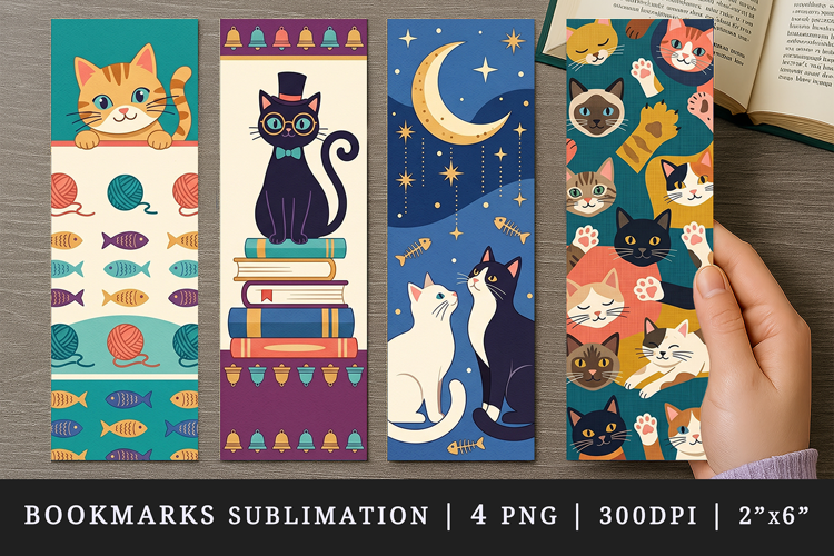 Cat lover bookmarks printable sublimation bookmark design