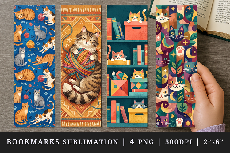 Cat lover bookmarks printable sublimation bookmark design