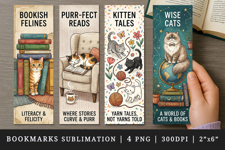 Cat lover bookmarks printable sublimation bookmark design