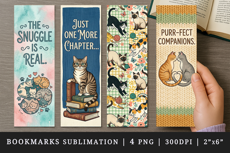 Cat lover bookmarks printable sublimation bookmark design