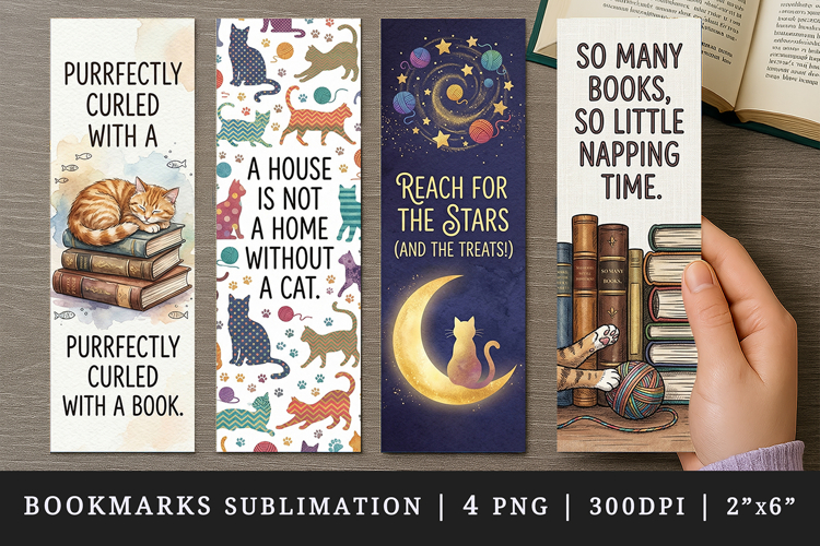 Cat lover bookmarks printable sublimation bookmark design