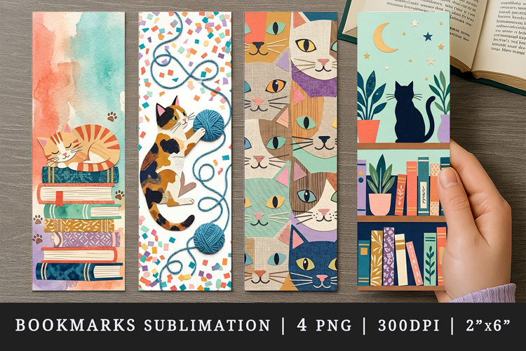 Cat lover bookmarks printable sublimation bookmark design
