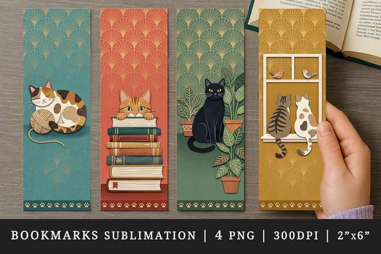 Cat lover bookmarks printable sublimation bookmark design