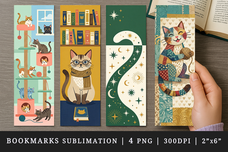 Cat lover bookmarks printable sublimation bookmark design