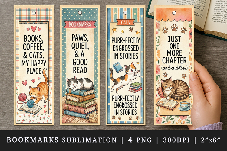 Cat lover bookmarks printable sublimation bookmark design
