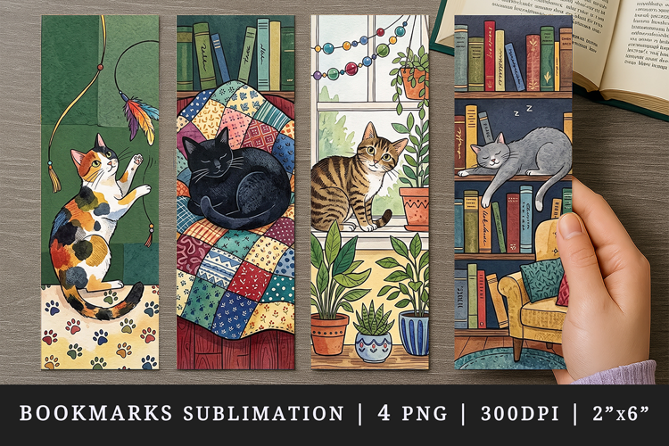 Cat lover bookmarks printable sublimation bookmark design