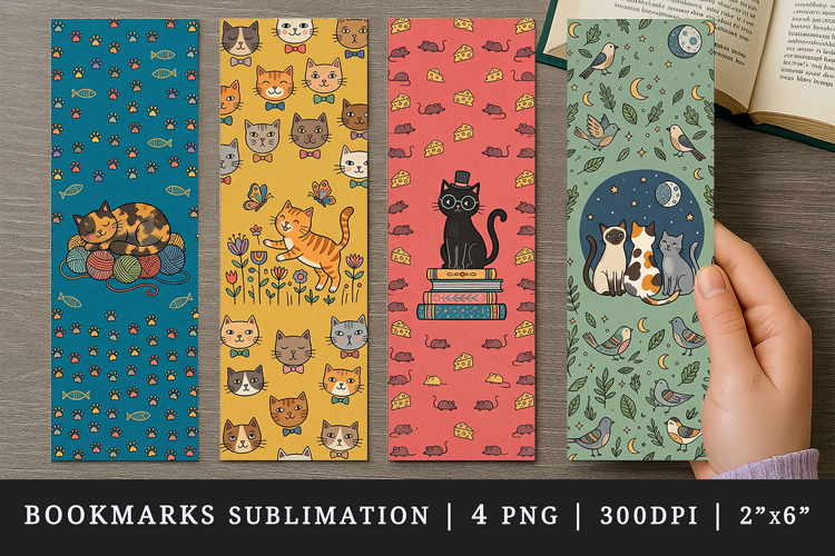 Cat lover bookmarks printable sublimation bookmark design