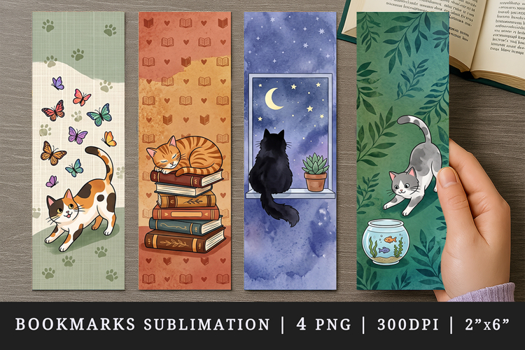 Cat lover bookmarks printable sublimation bookmark design