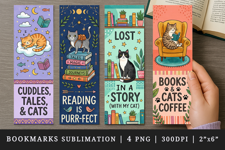 Cat lover bookmarks printable sublimation bookmark design