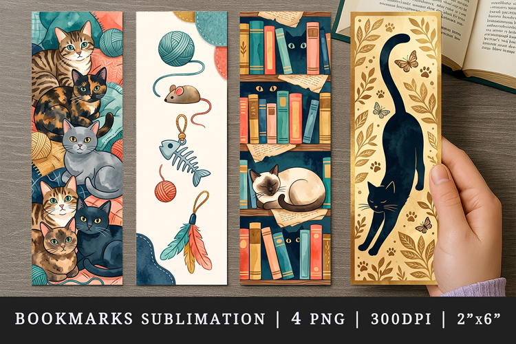 Cat lover bookmarks printable sublimation bookmark design