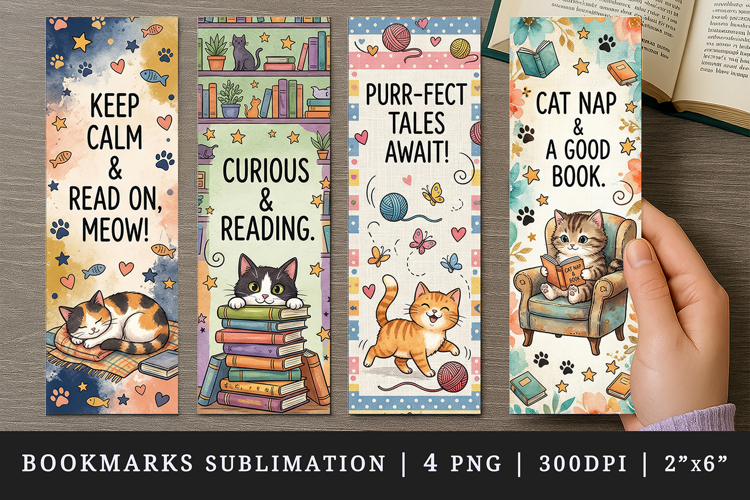 Cat lover bookmarks printable sublimation bookmark design