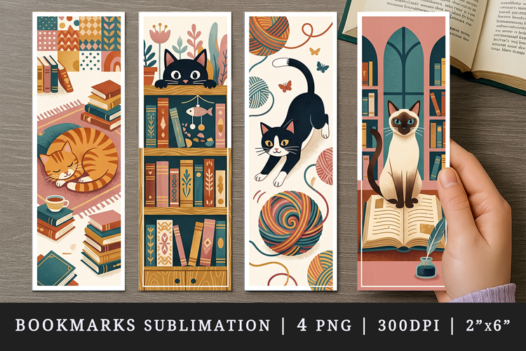 Cat lover bookmarks printable sublimation bookmark design