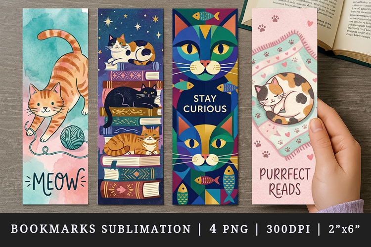 Cat lover bookmarks printable sublimation bookmark design