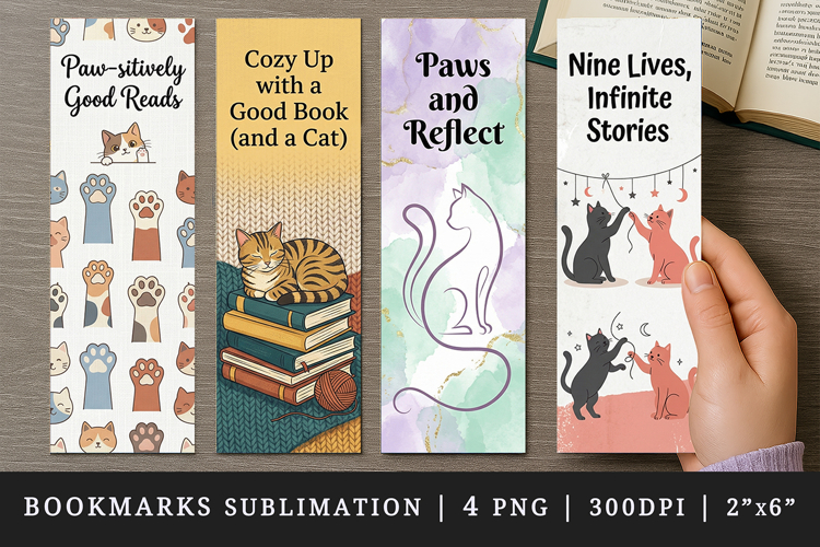 Cat lover bookmarks printable sublimation bookmark design