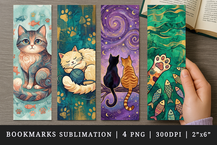 Cat lover bookmarks printable sublimation bookmark design