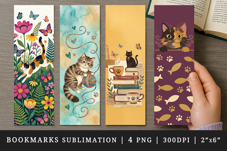 Cat lover bookmarks printable sublimation bookmark design