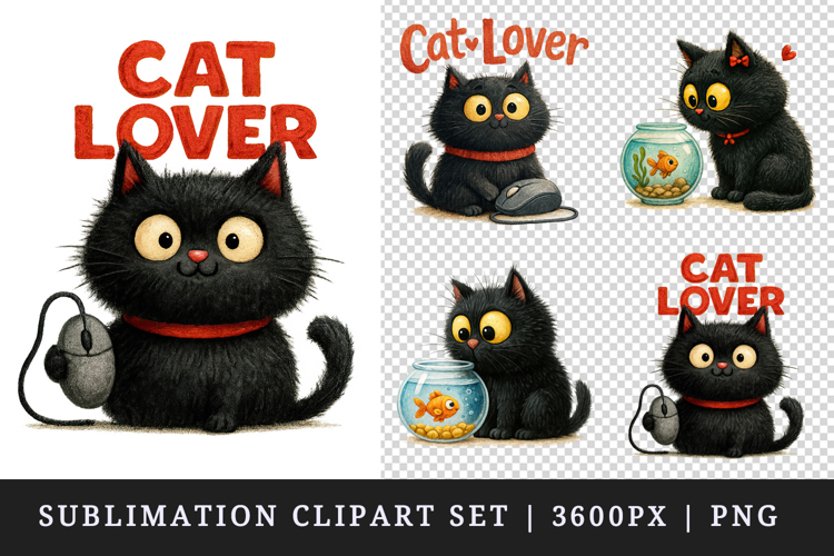 Cat Lover clipart printable sublimation design png