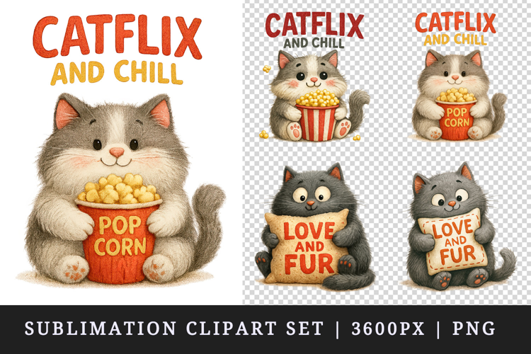 Cat Lover clipart printable sublimation design png