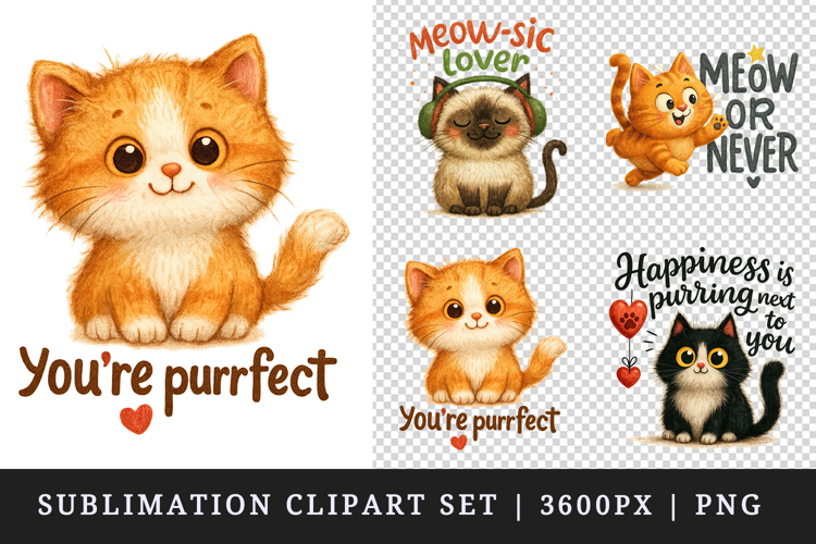 Cat Lover clipart printable sublimation design png