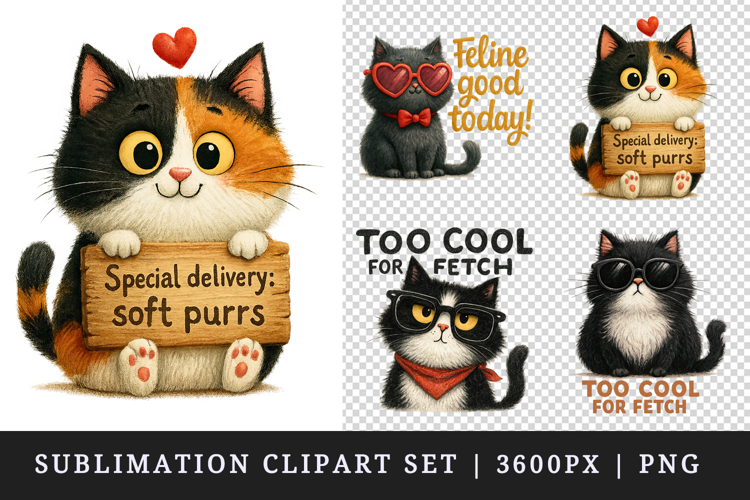 Cat Lover clipart printable sublimation design png