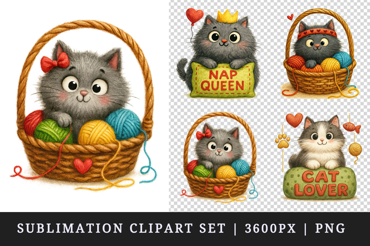 Cat Lover clipart printable sublimation design png