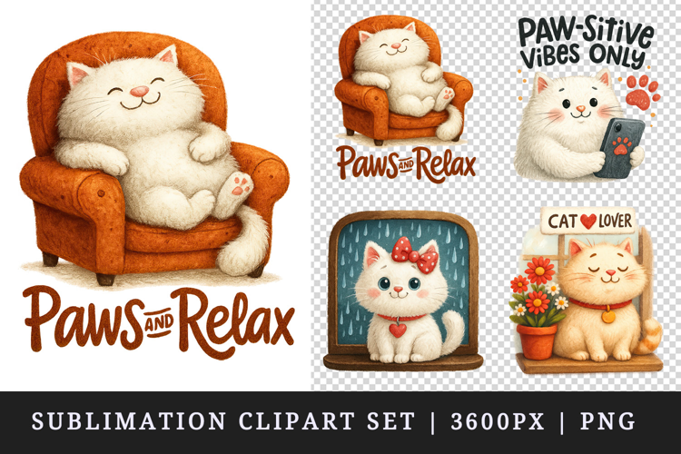 Cat Lover clipart printable sublimation design png