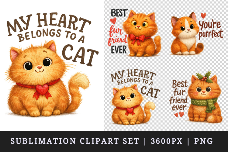 Cat Lover clipart printable sublimation design png
