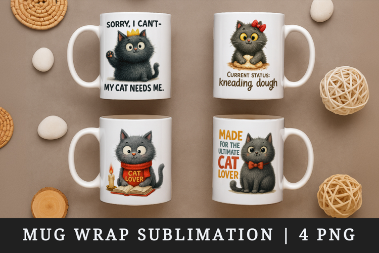 Cat Lover mug wrap printable sublimation design