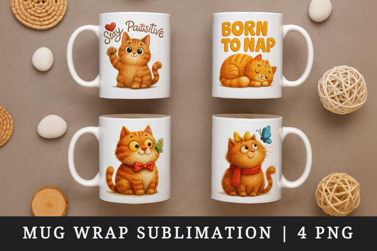 Cat Lover mug wrap printable sublimation design