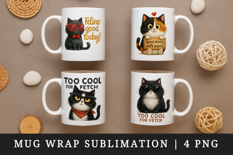 Cat Lover mug wrap printable sublimation design