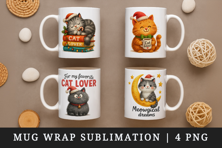 Cat Lover mug wrap printable sublimation design