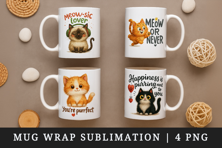 Cat Lover mug wrap printable sublimation design