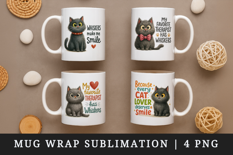 Cat Lover mug wrap printable sublimation design
