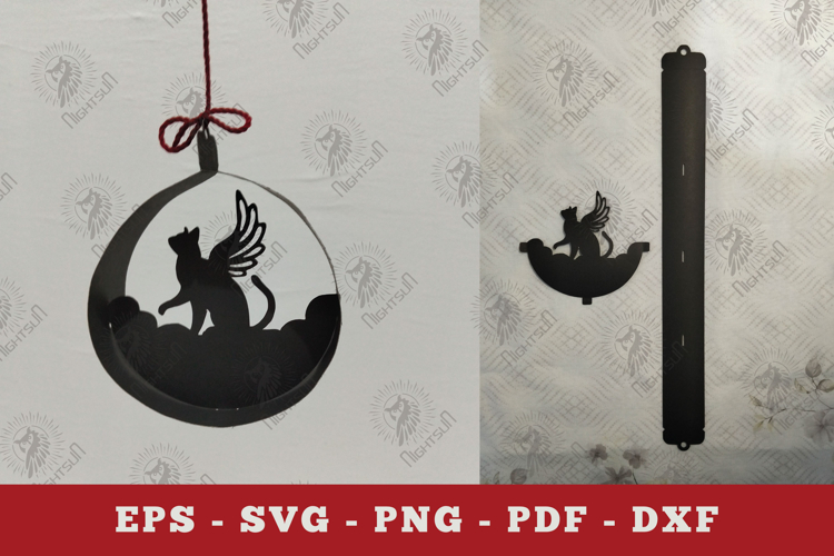 Cat Memorial Papercut Ornament SVG