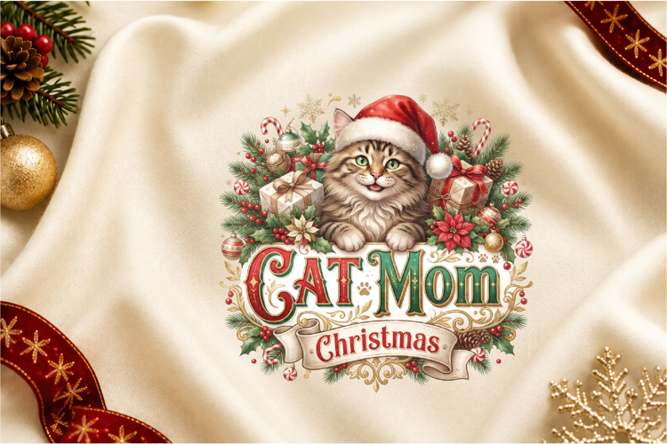 Cat Mom Christmas PNG Sublimation Design