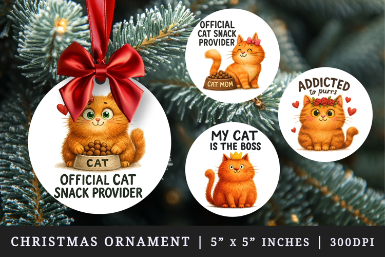 Cat Mom round ornaments sublimation design