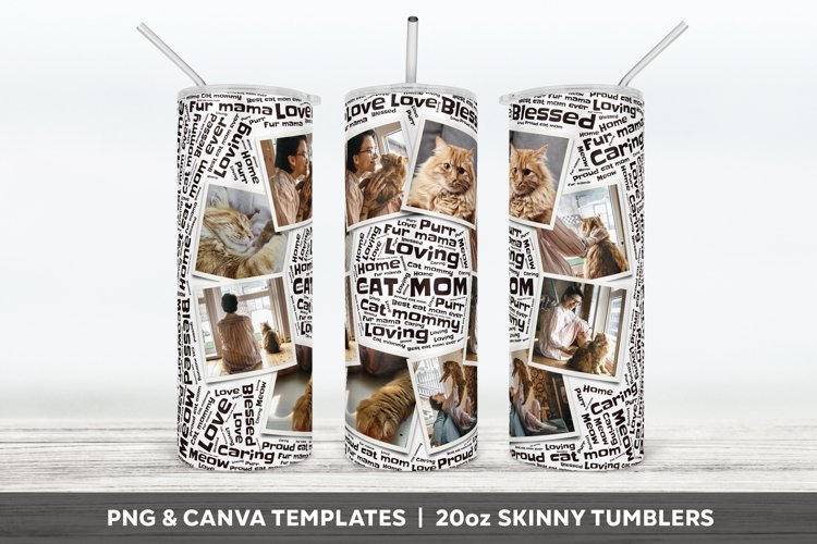 Cat Mom Photo Collage Tumbler Wrap, Pet Mom Photo Tumbler