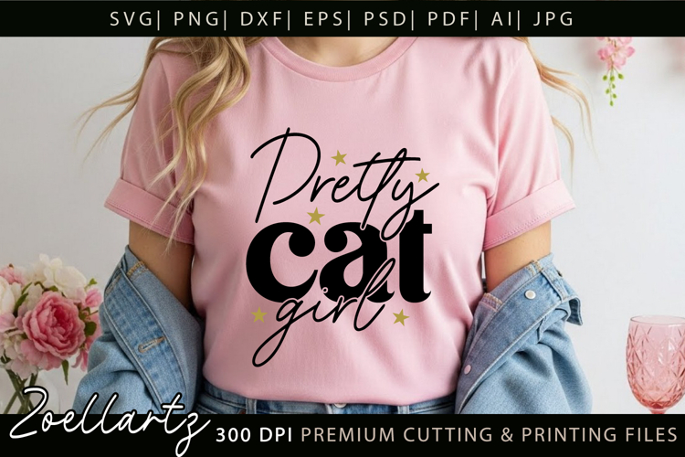 Cat Girl SVG Cut Files Love Heart Paw Prints SVG Cat Mom SVG