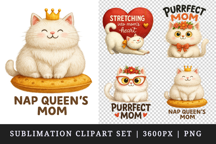 Cat Mom clipart printable sublimation design png
