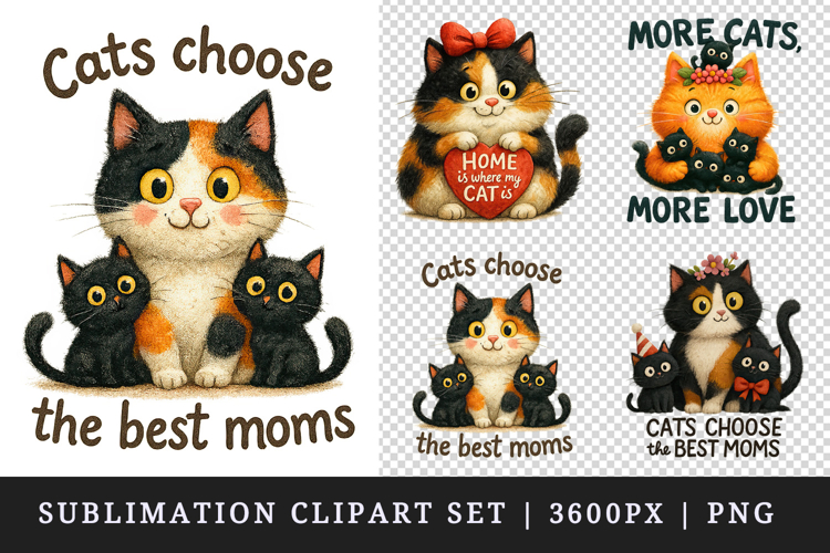 Cat Mom clipart printable sublimation design png