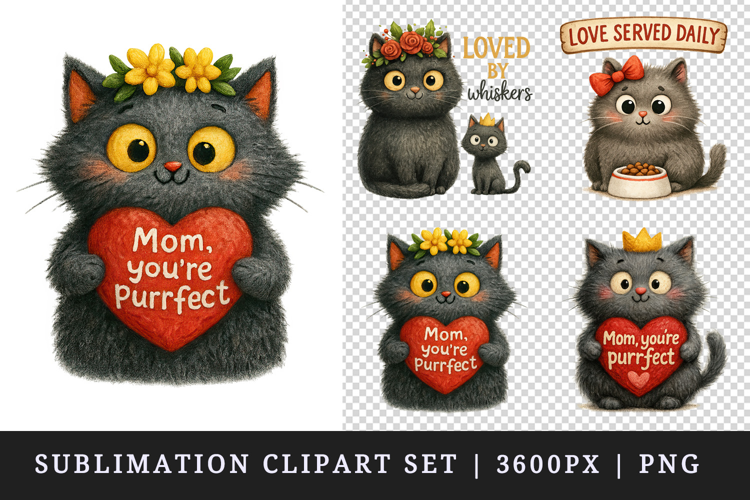 Cat Mom clipart printable sublimation design png