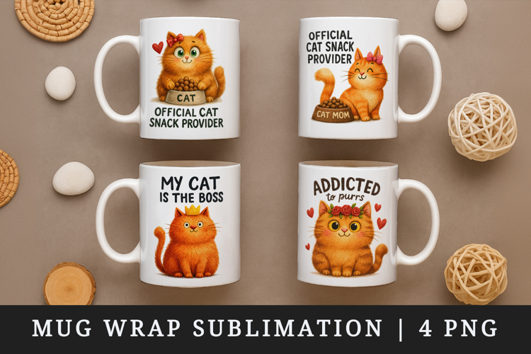 Cat Mom mug wrap printable sublimation design