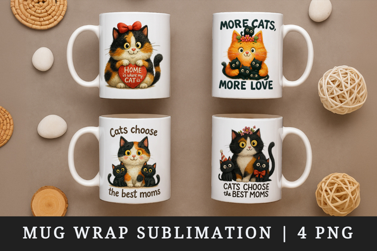 Cat Mom mug wrap printable sublimation design