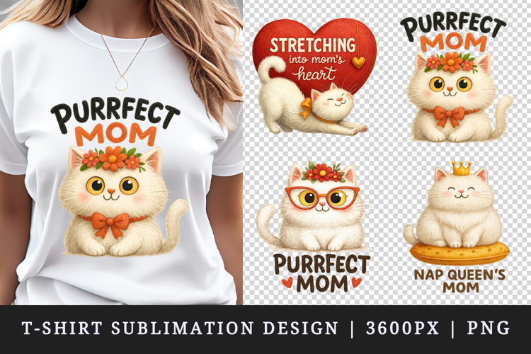 Cat Mom t-shirt printable sublimation design png