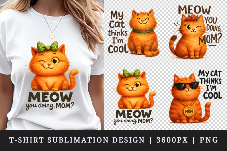 Cat Mom t-shirt printable sublimation design png