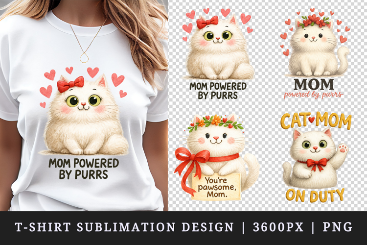 Cat Mom t-shirt printable sublimation design png