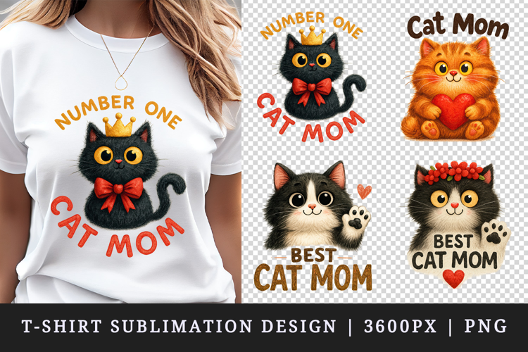 Cat Mom t-shirt printable sublimation design png
