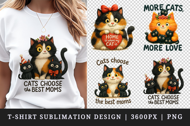 Cat Mom t-shirt printable sublimation design png