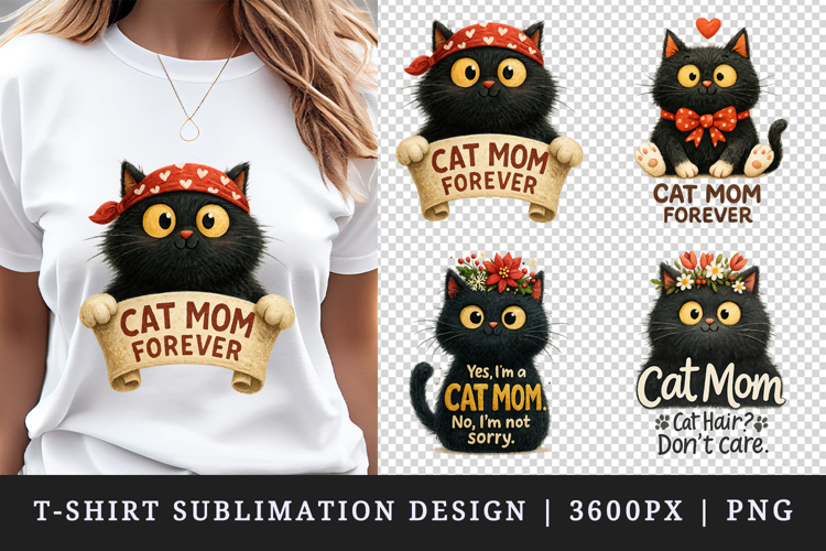Cat Mom t-shirt printable sublimation design png